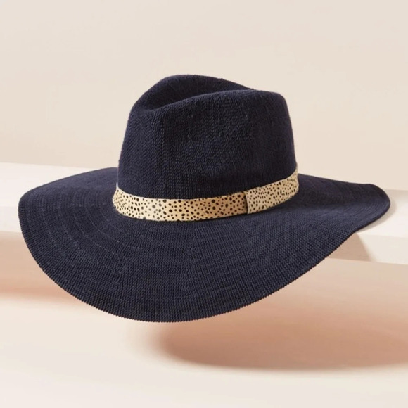 Anthropologie Brighton Navy Trimmed Rancher Hat - Picture 1 of 6
